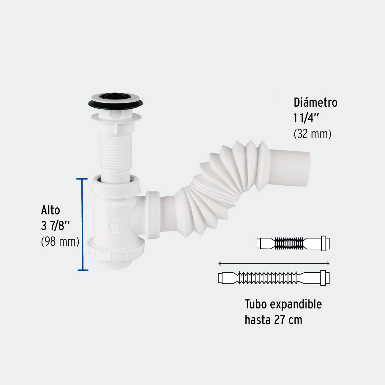 CÉSPOL TRUPER 49366 CÉSPOL DE BOTE P/LAVABO CON CONTRA, POLIPROPILENO, 1-1/4"