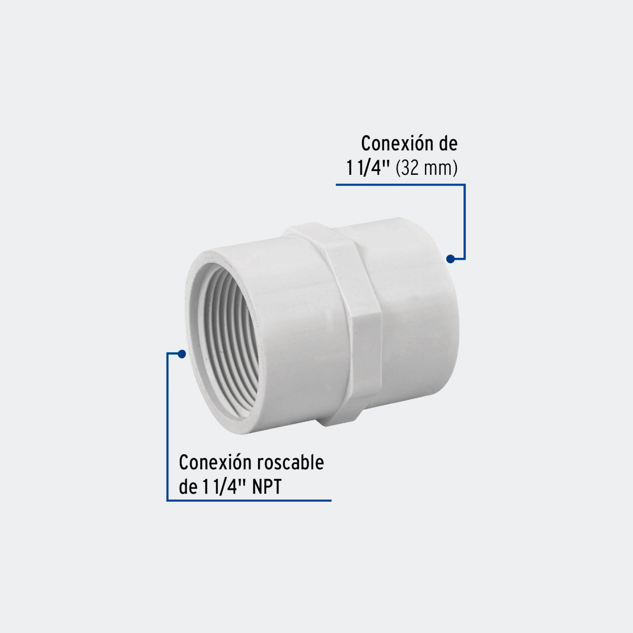 CONEXIONES TRUPER 45548 ADAPTADOR HEMBRA DE PVC 1-1/4", FOSET