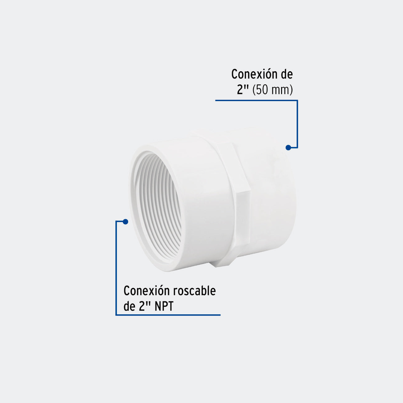 CONEXIONES TRUPER 45550 ADAPTADOR HEMBRA DE PVC, 2", FOSET