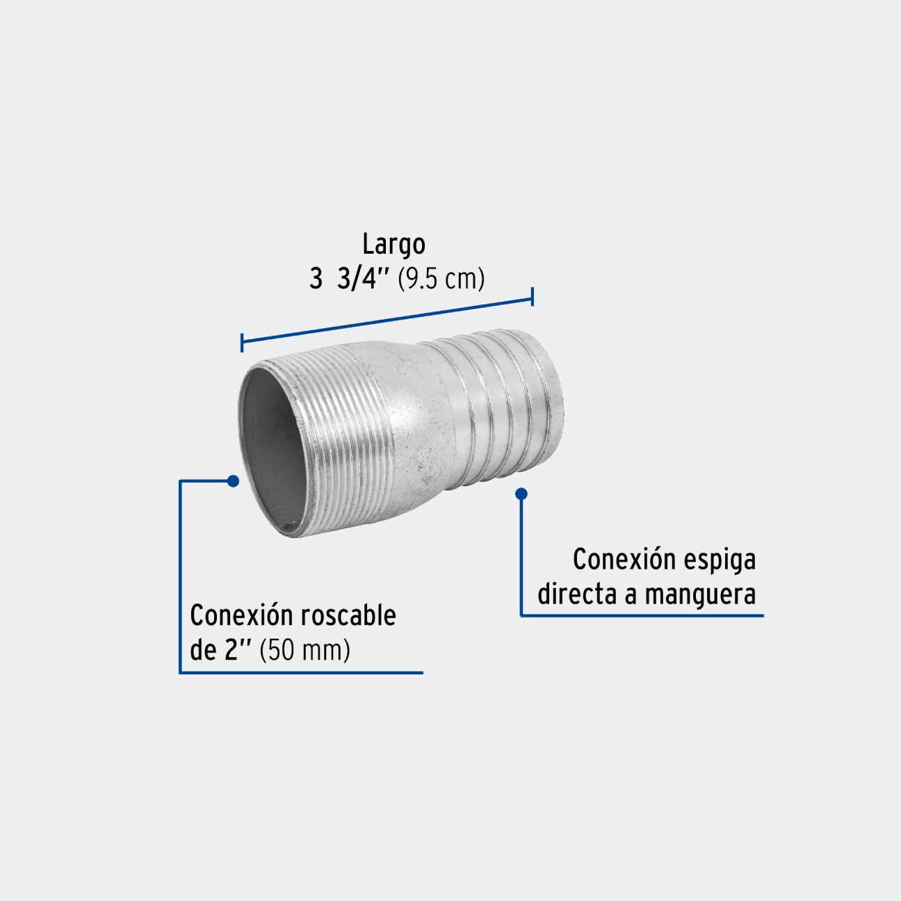 CONEXIONES TRUPER 48180 NIPLE DE ACERO GALVANIZADO 2" TIPO BOTELLA, FOSET