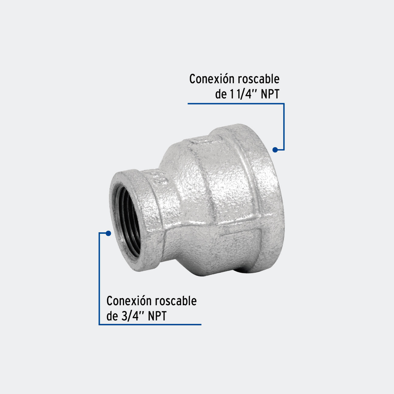 CONEXIONES TRUPER 48762 REDUCCIÓN CAMPANA ACERO GALVANIZADO 1-1/4" X 3/4", FOSET