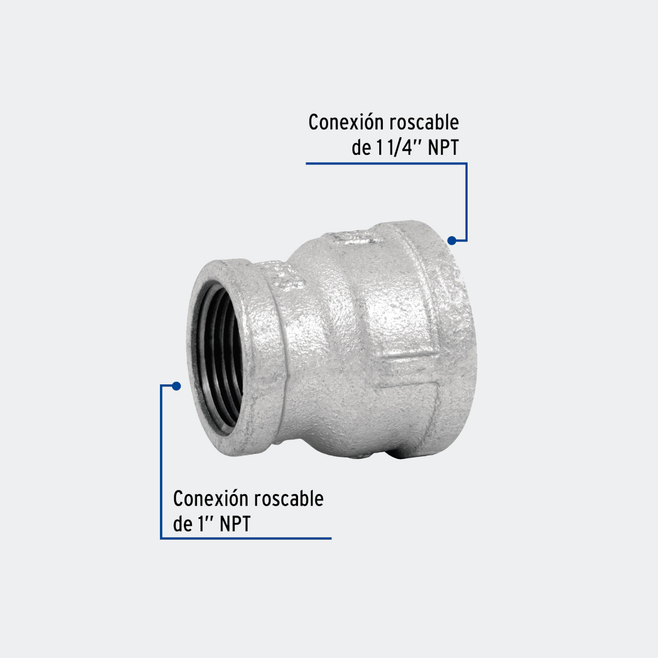 CONEXIONES TRUPER 48763 REDUCCIÓN CAMPANA ACERO GALVANIZADO 1-1/4" X 1", FOSET