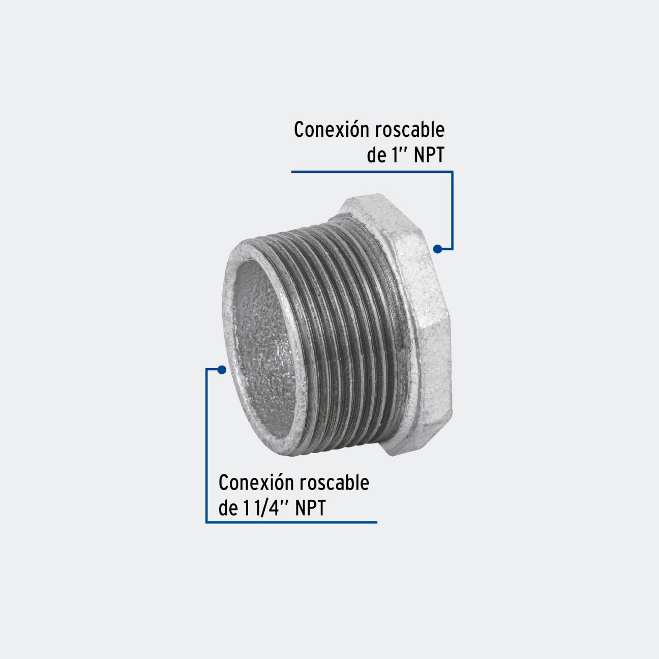 CONEXIONES TRUPER 48776 REDUCCIÓN BUSHING ACERO GALVANIZADO 1-1/4 X 1", FOSET