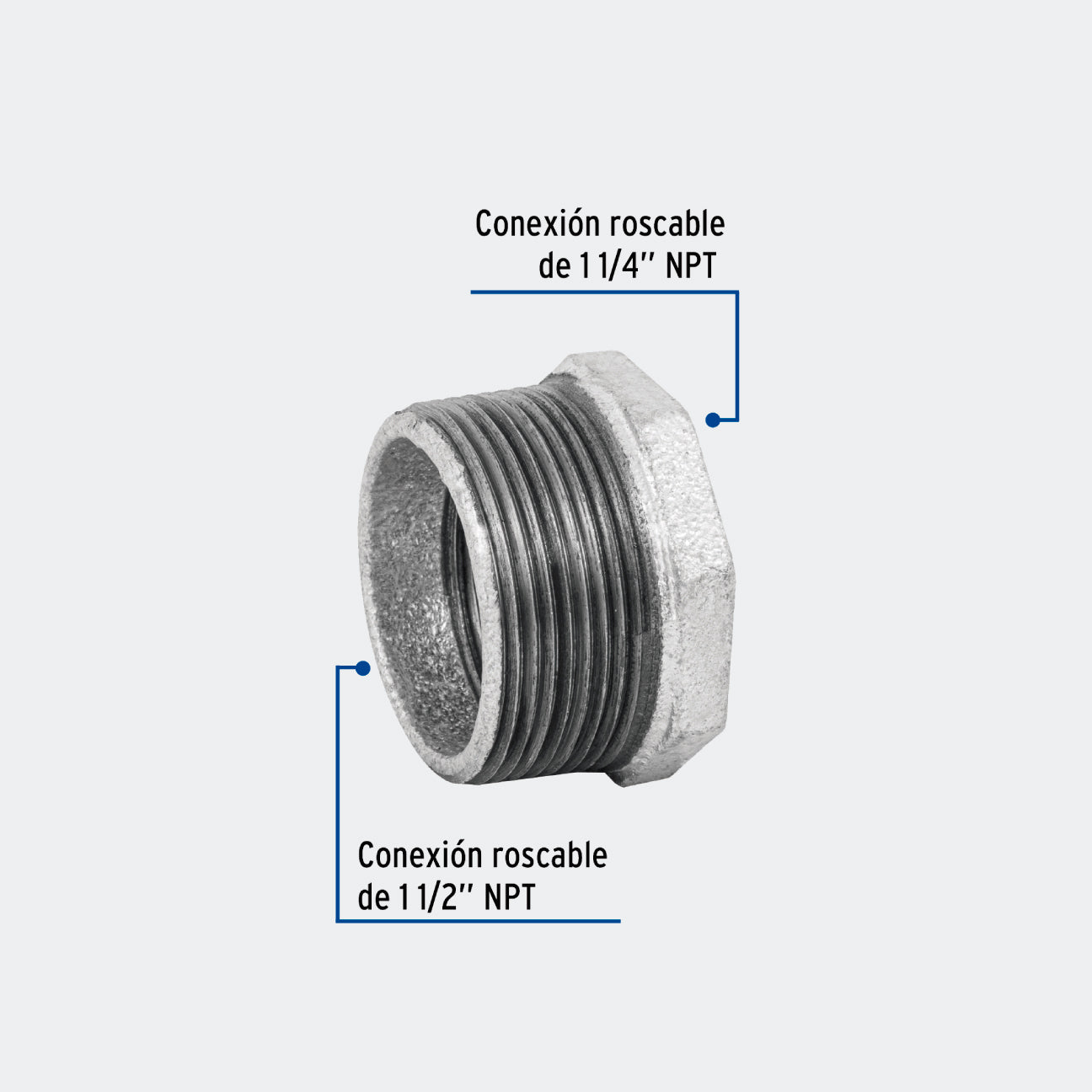 CONEXIONES TRUPER 48780 REDUCCIÓN BUSHING ACERO GALVANIZADO 1-1/2 X1-1/4", FOSET