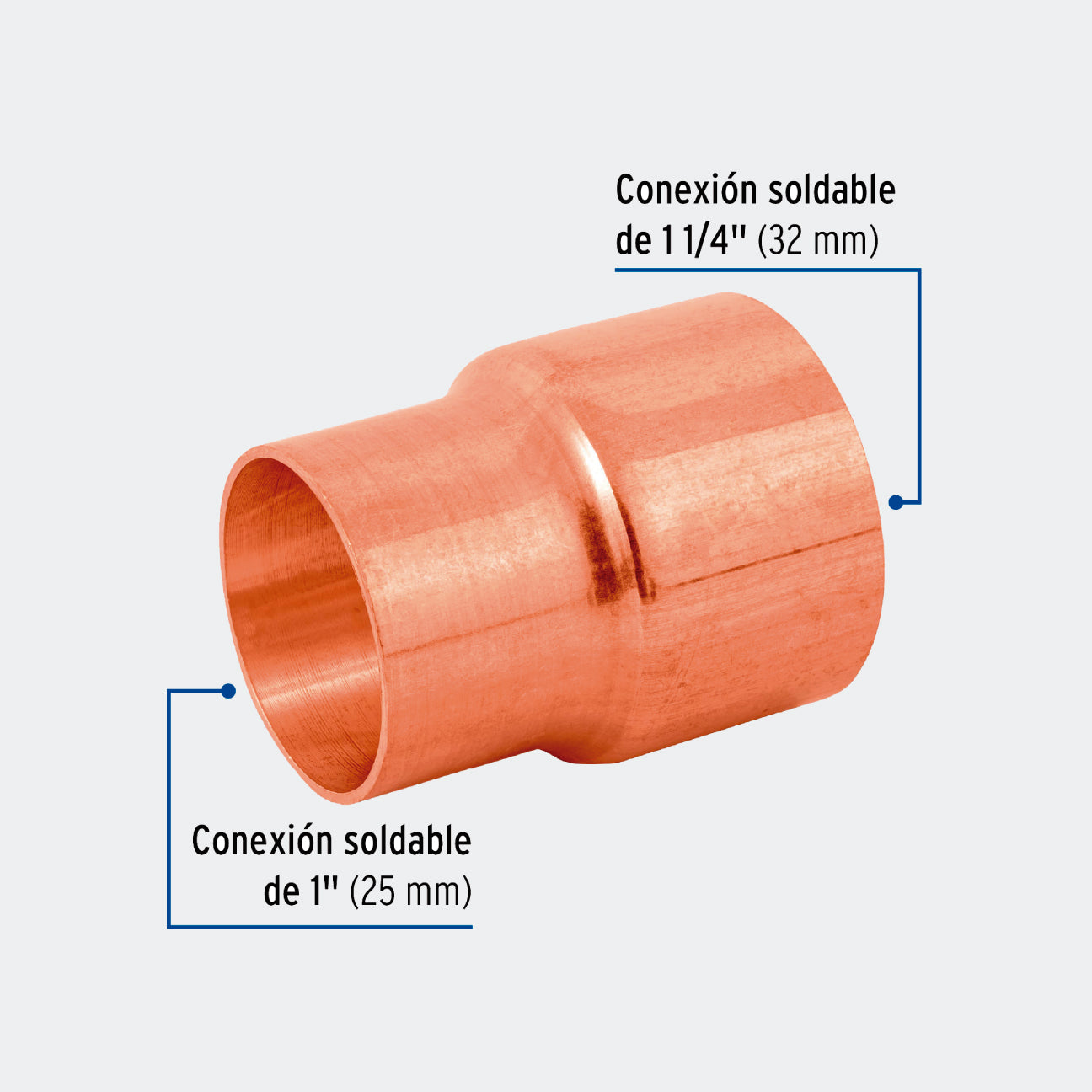 Cople reducción campana cobre 1-1/4"x3/4", Foset