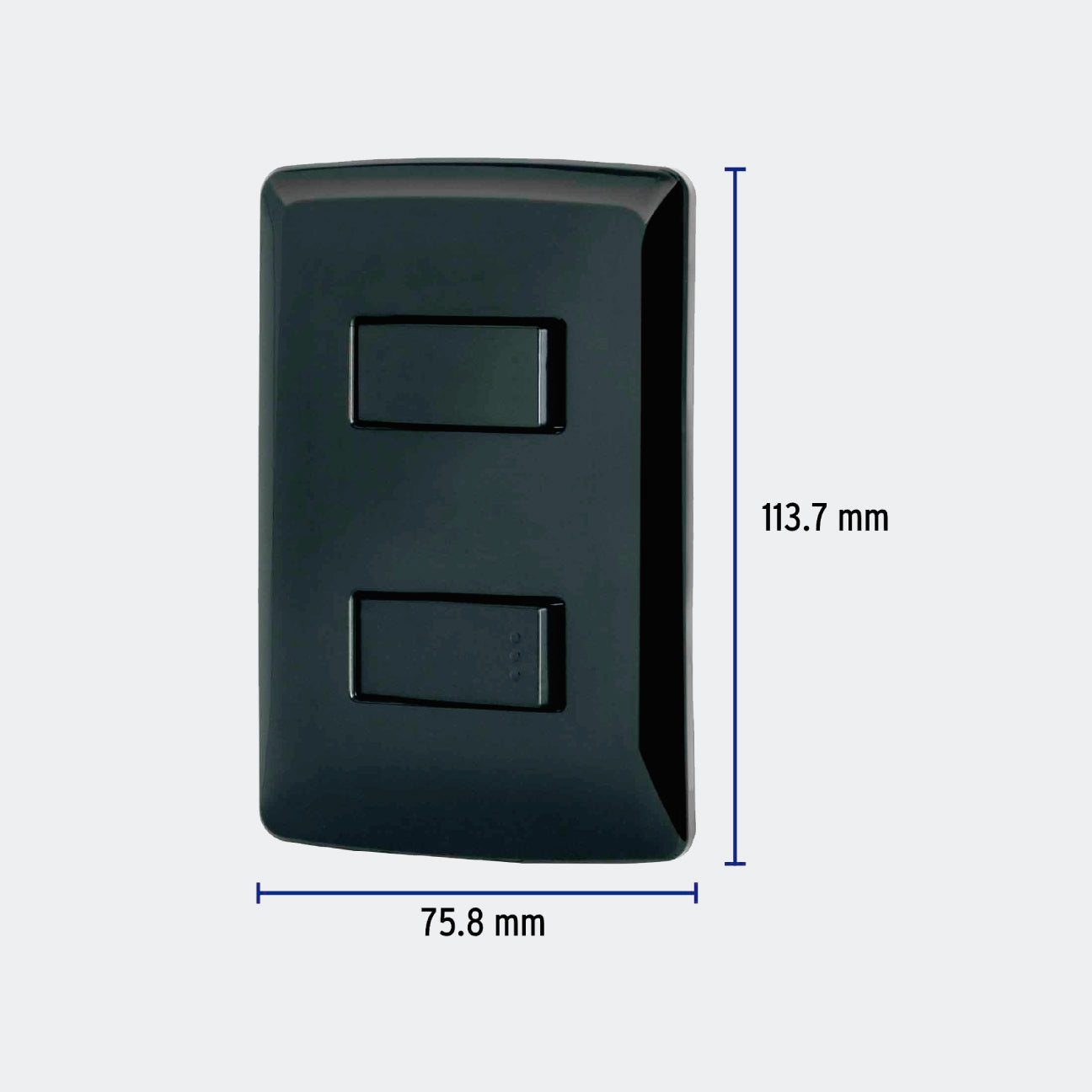 MATERIAL ELÉCTRICO TRUPER 47598 PLACA ARMADA 1 INTERRUPTOR 1 ESCALERA, NEGRO, LÍNEA ITALIANA