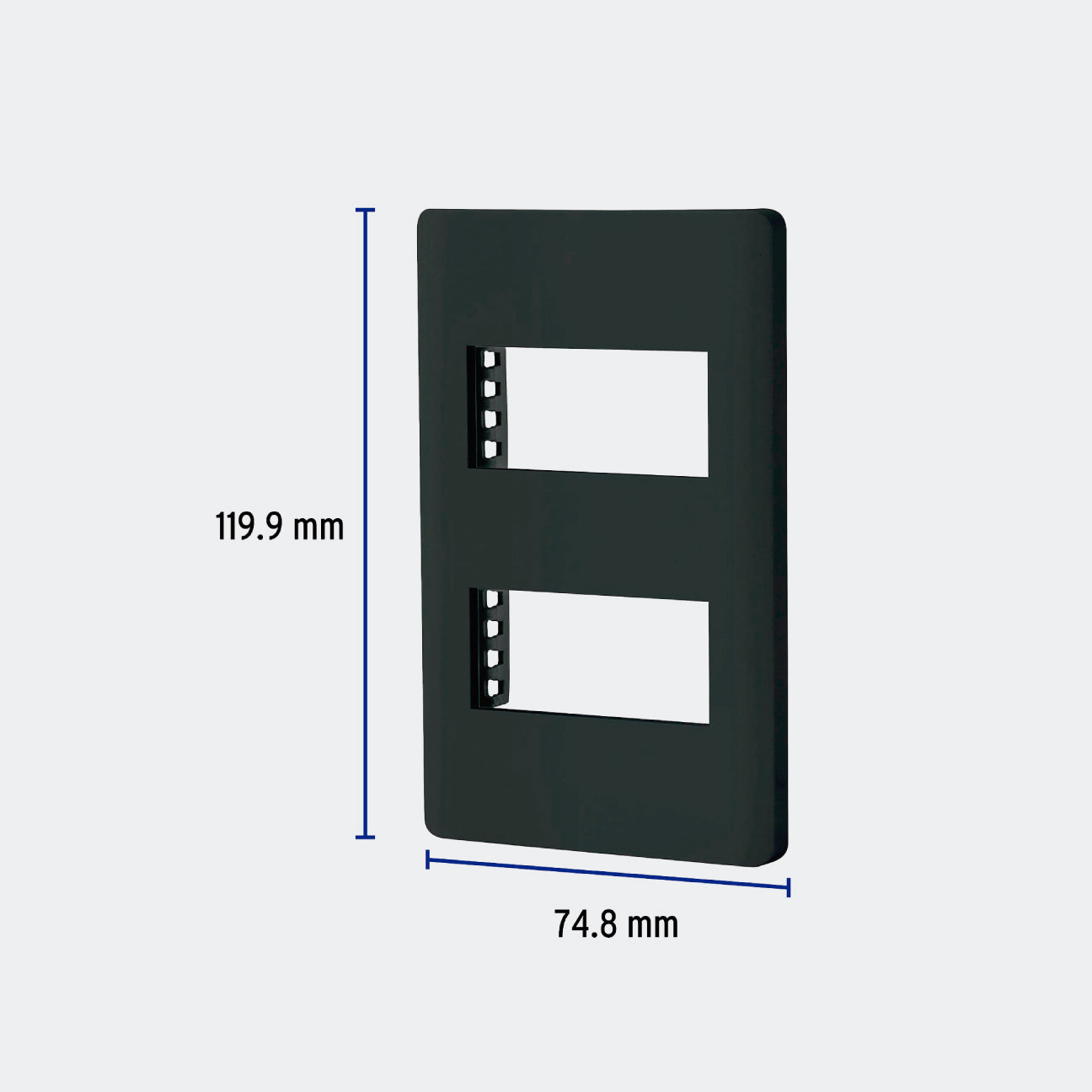 MATERIAL ELÉCTRICO TRUPER 47870 PLACA NEGRA DE 2 VENTANAS 1 MÓDULO, LÍNEA LISBOA, VOLTECK