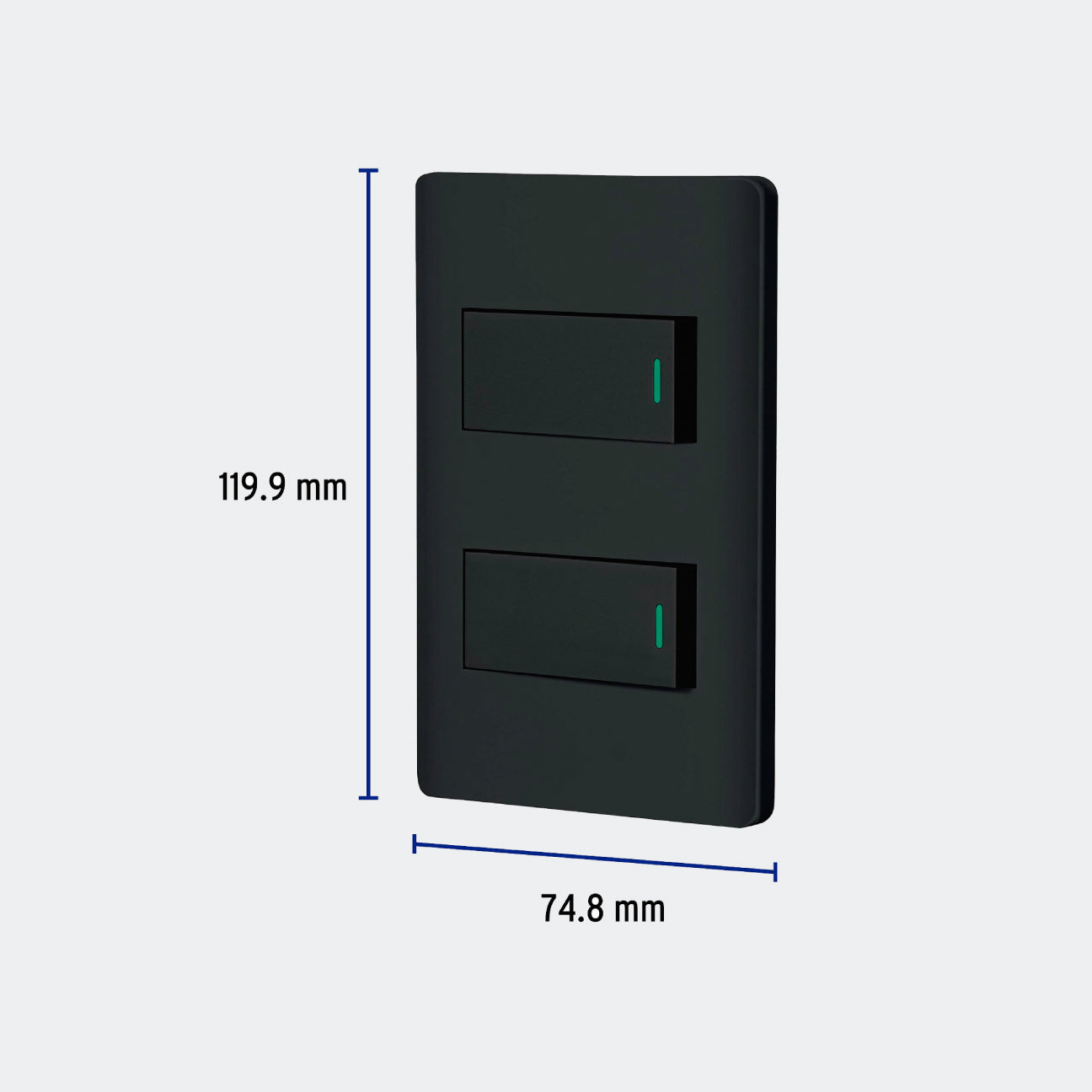 MATERIAL ELÉCTRICO TRUPER 47887 PLACA ARMADA NEGRA CON 2 INTERRUPTORES 1 MÓDULO, LISBOA