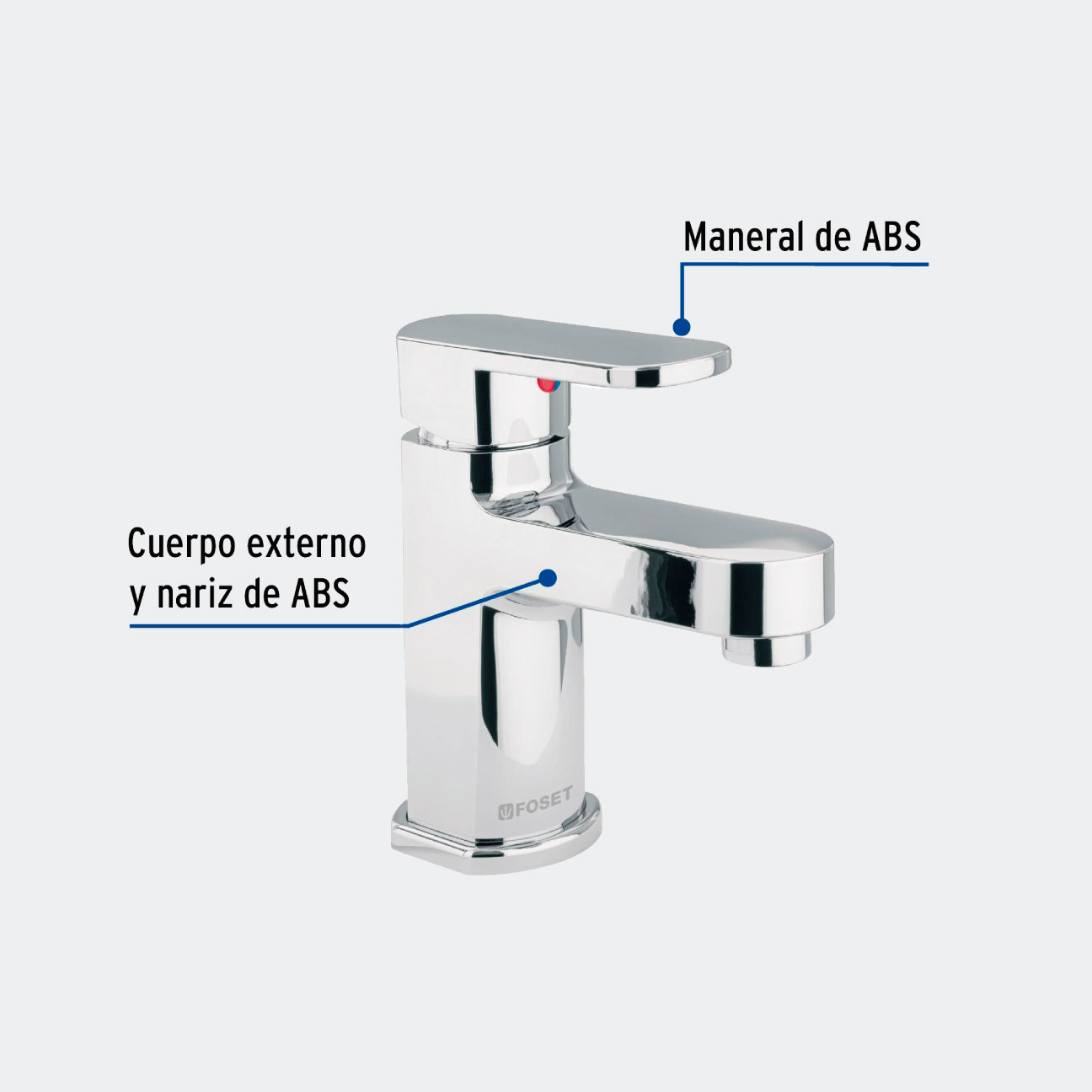 Monomand Truper  plástico para lavabo, maneral plano, Foset Basic