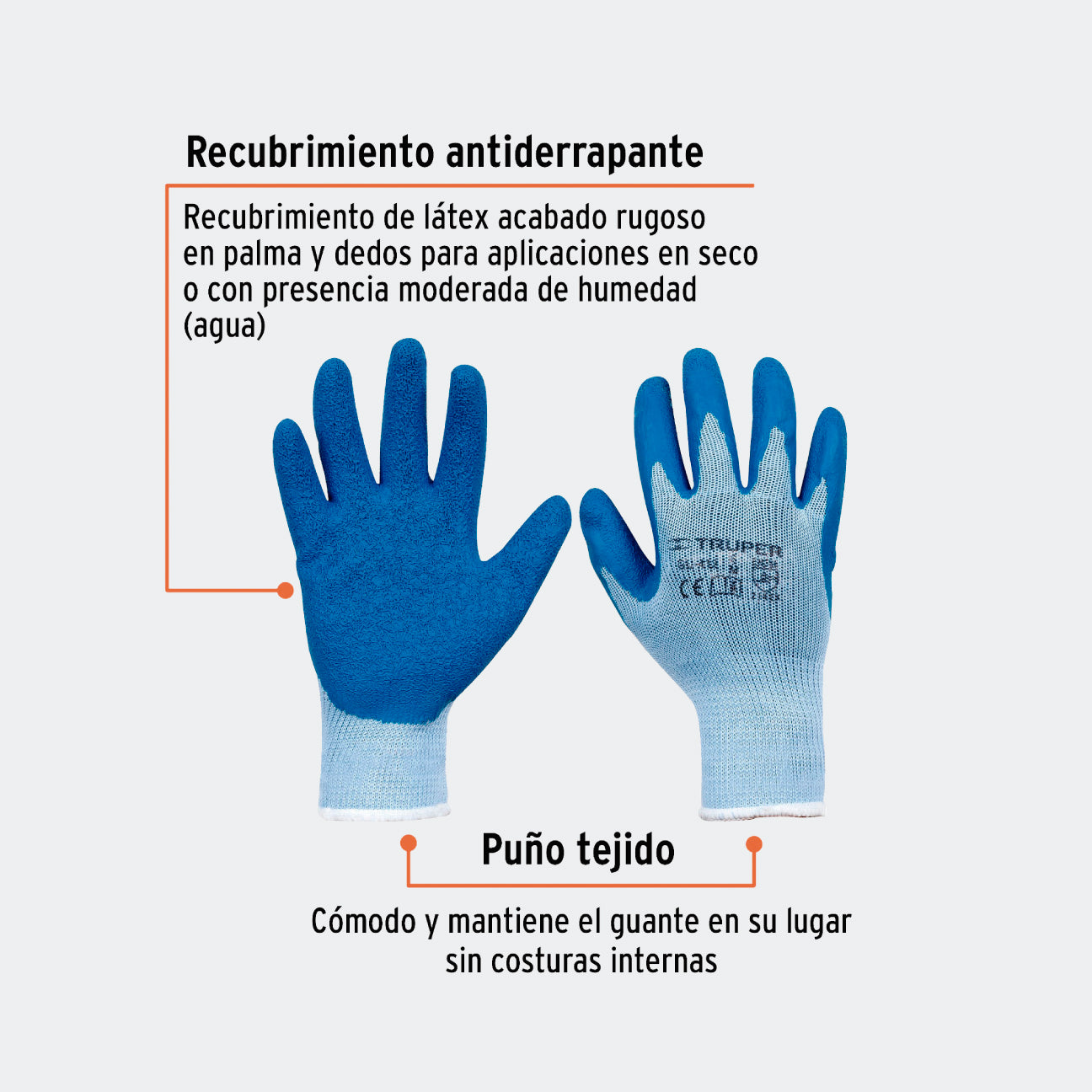 SEGURIDAD TRUPER 15266 GUANTES DE POLIÉSTER RECUBIERTOS DE LATEX, M