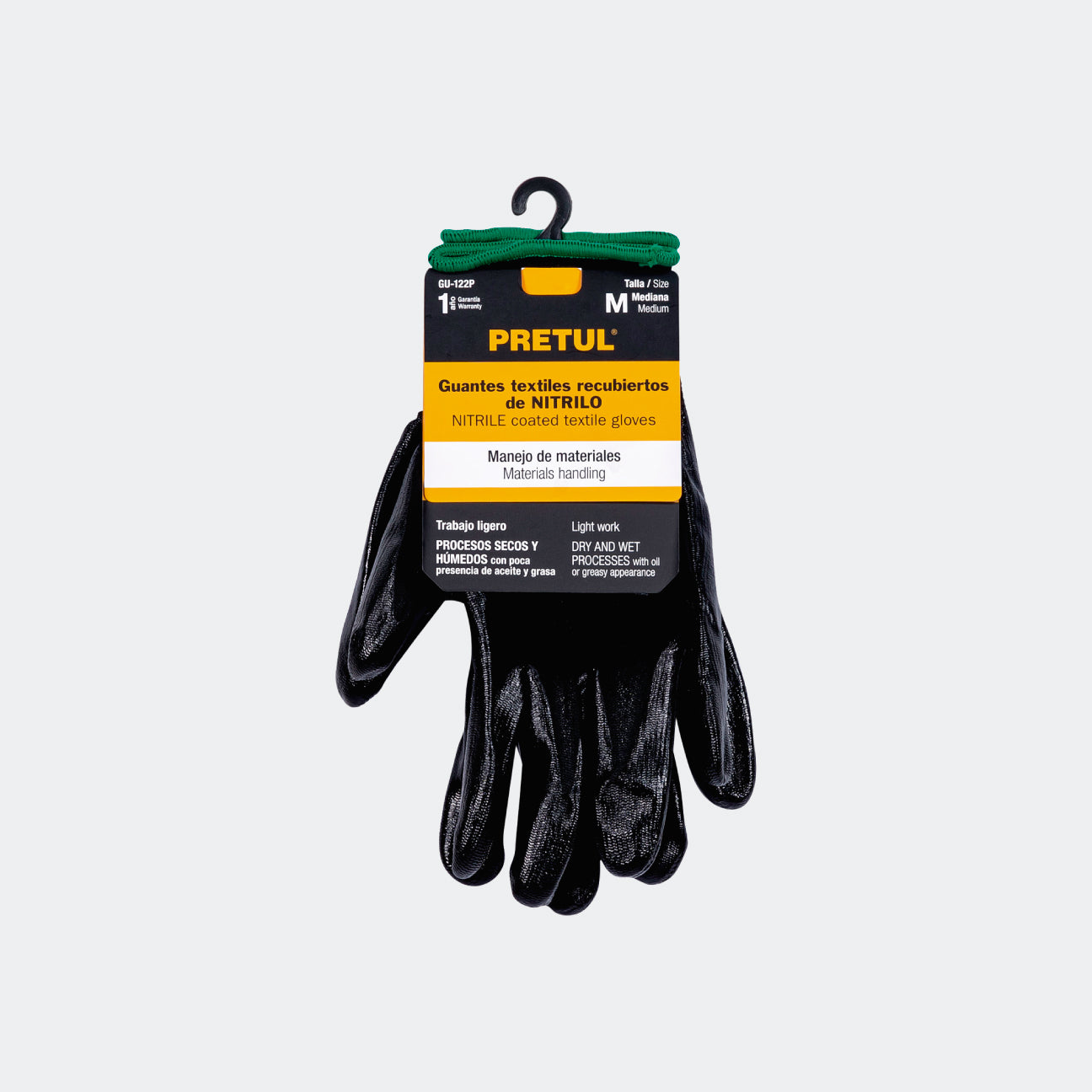 SEGURIDAD TRUPER 20027 GUANTES DE NYLON RECUBIERTOS DE NITRILO, M, PRETUL