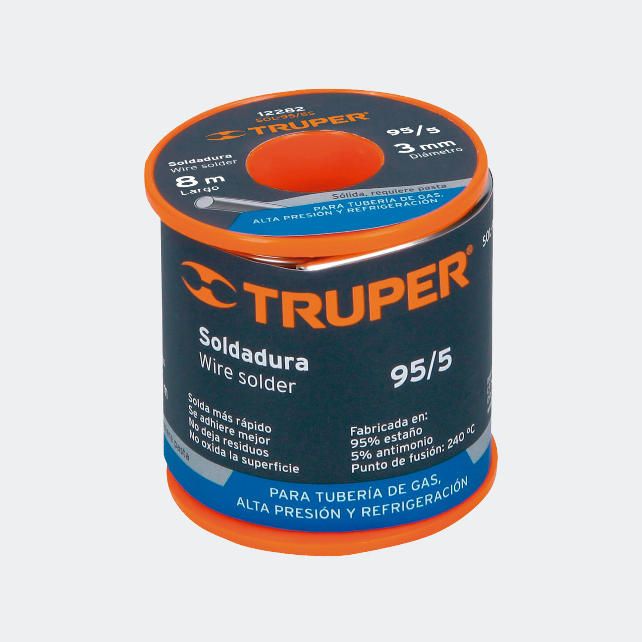 TRUPER 12282 SOLDADURA SÓLIDA 95/5 PARA TUBERÍA DE GAS, 450 G