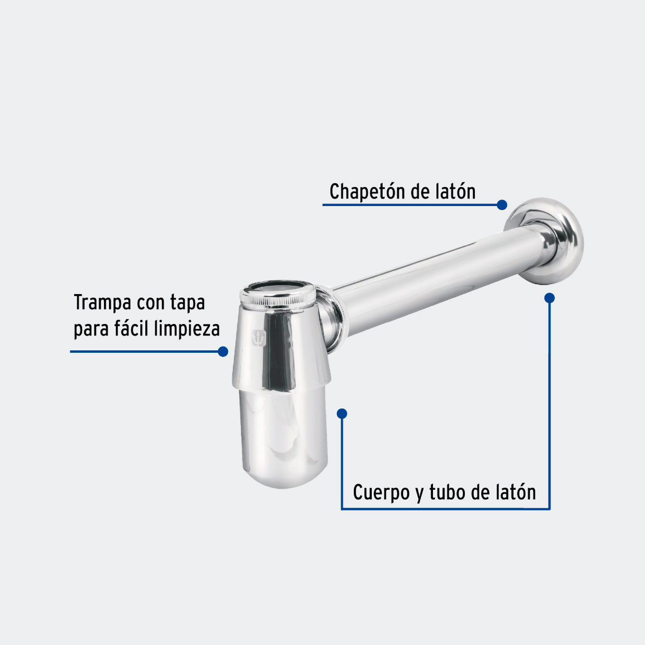 CÉSPOL TRUPER 49986 CÉSPOL DE BOTE PARA LAVABO SIN CONTRA, CROMO, 1-1/4", FOSET