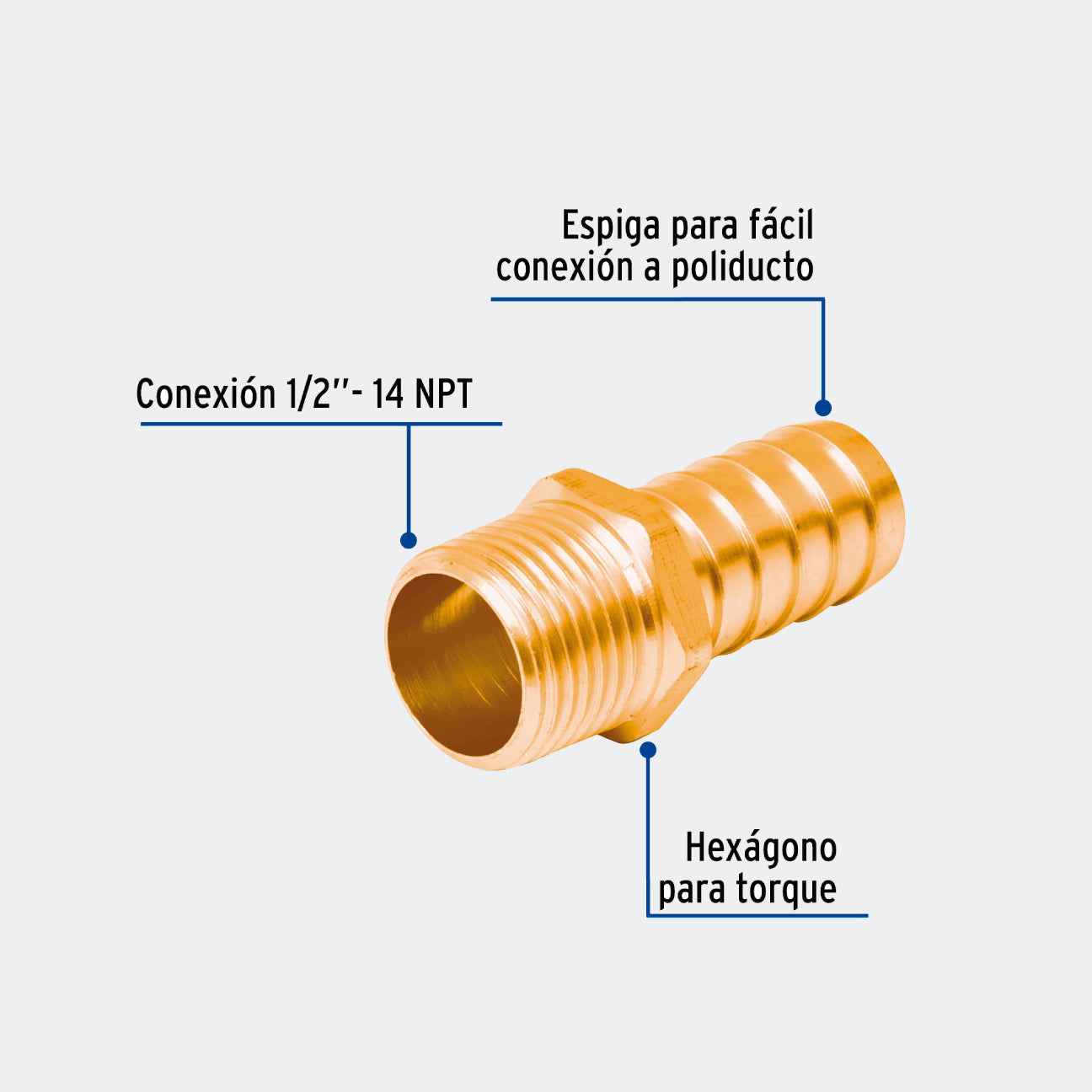 CONEXIONES TRUPER 49305 ADAPTADOR MACHO DE LATÓN 1/2" PARA POLIDUCTO, FOSET