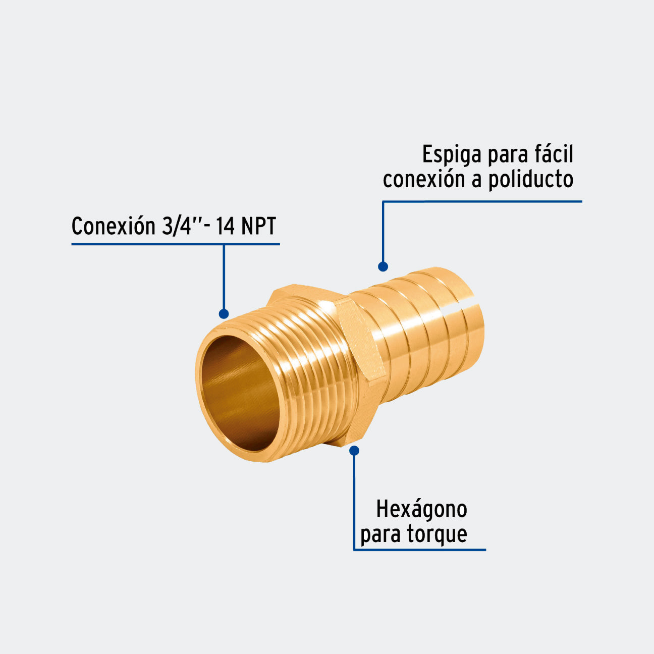 CONEXIONES TRUPER 49306 ADAPTADOR MACHO DE LATÓN 3/4" PARA POLIDUCTO, FOSET