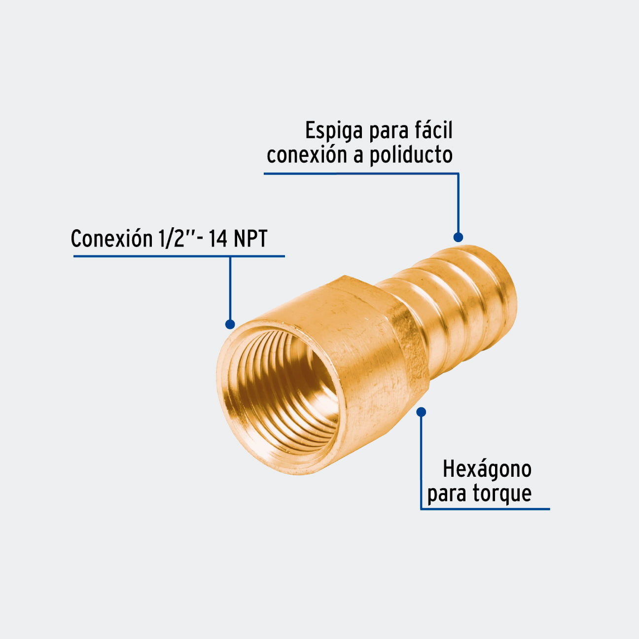 CONEXIONES TRUPER 49311 ADAPTADOR HEMBRA DE LATÓN 1/2" PARA POLIDUCTO, FOSET