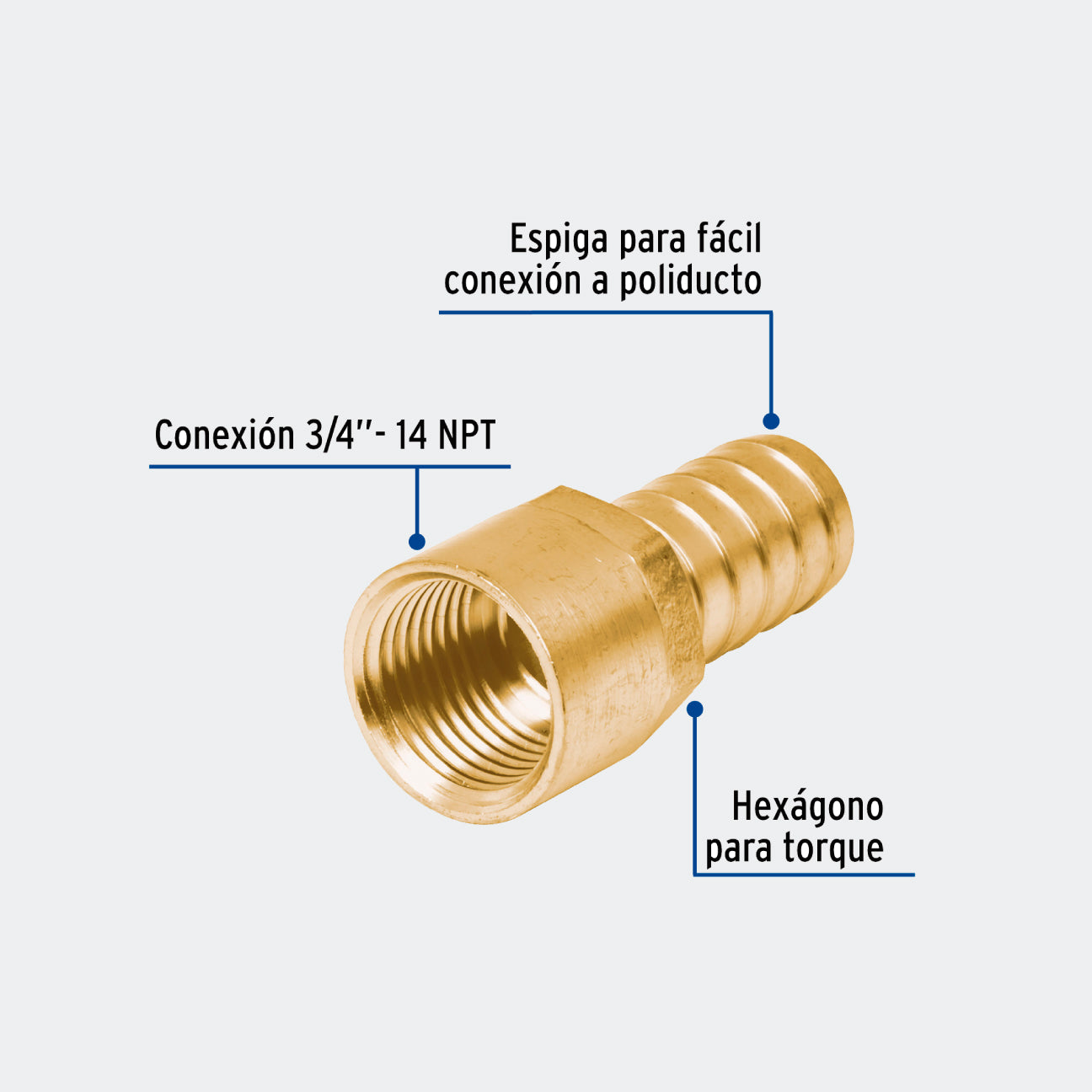 CONEXIONES TRUPER 49312 ADAPTADOR HEMBRA DE LATÓN 3/4" PARA POLIDUCTO, FOSET