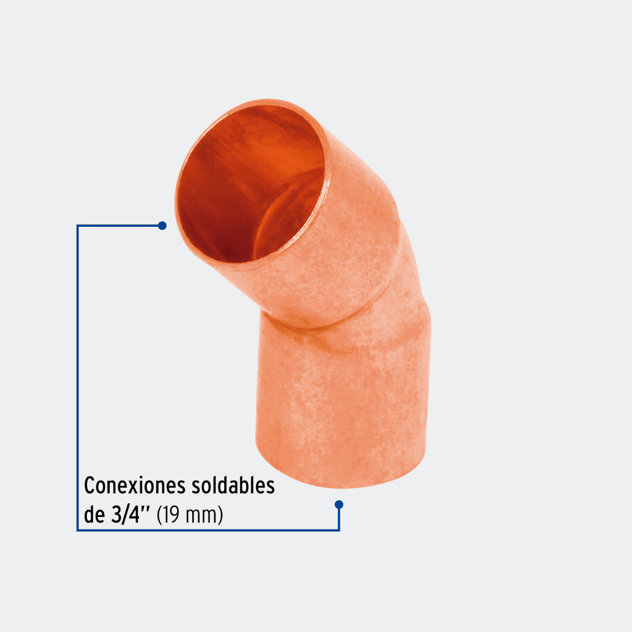 CONEXIONES TRUPER 49729 CODO 45° DE COBRE DE 3/4", FOSET