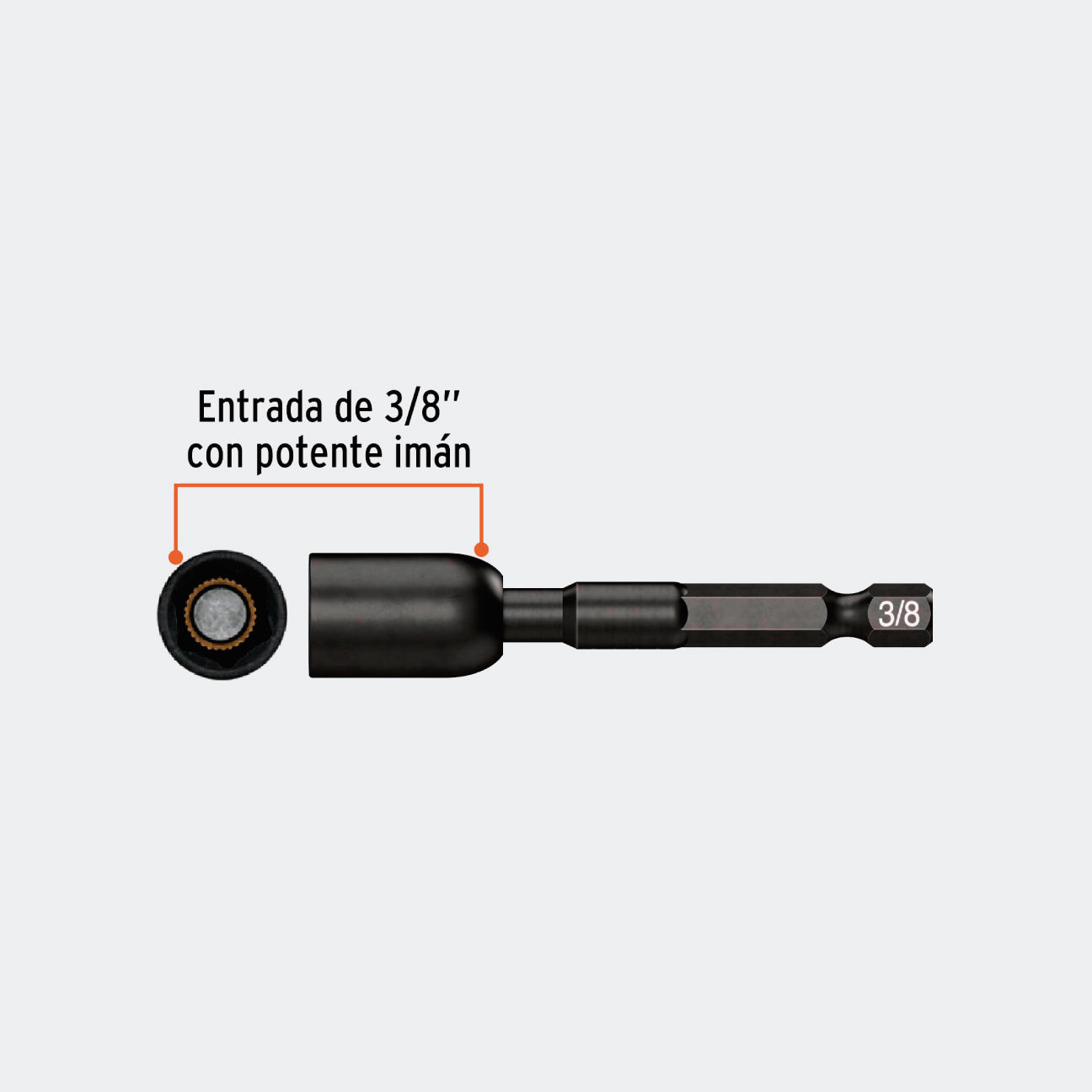 HERRAMIENTAS TRUPER 100822 DADO MAGNÉTICO DE IMPACTO 3/8" LARGO 2-1/2"