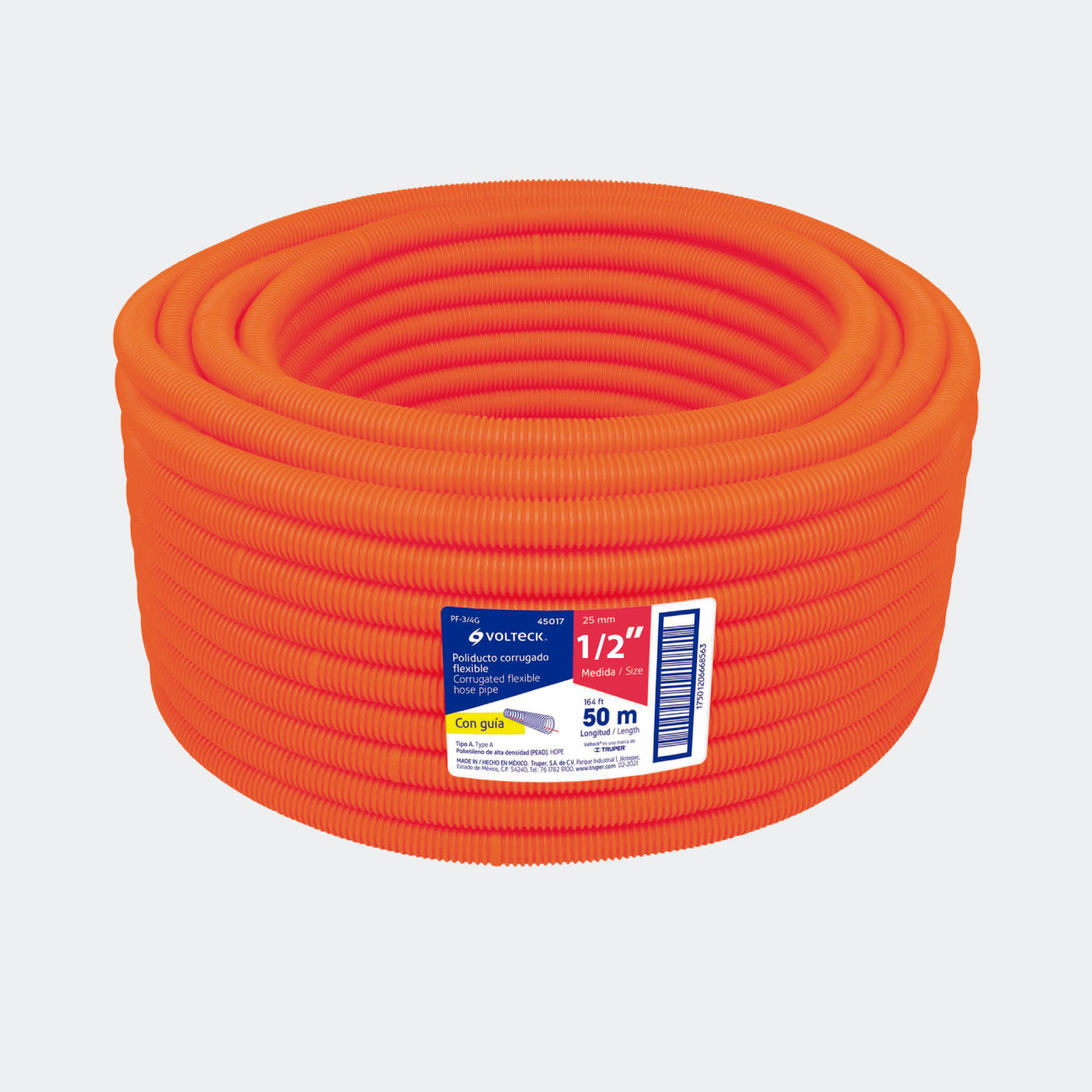 MATERIAL ELECTRICO TRUPER 45016 TUBO CORRUGADO FLEXIBLE 1/2" CON GUIA, 1 METRO