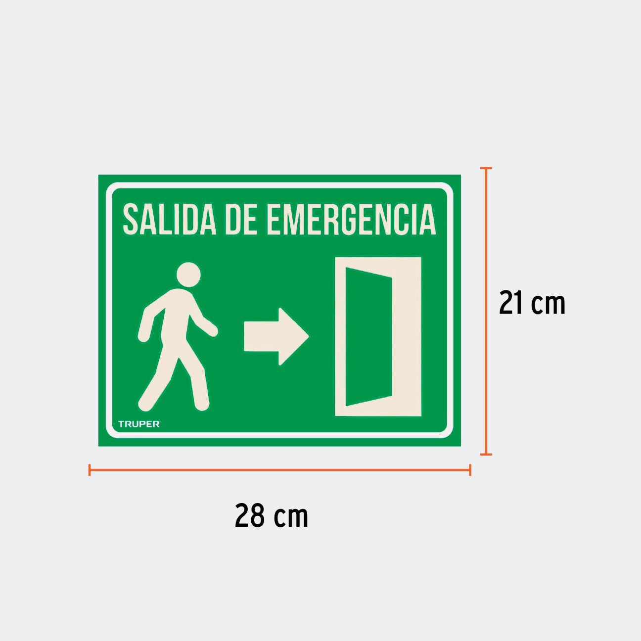 SEGURIDAD TRUPER 18348 LETRERO DE SEÑALIZACIÓN "SALIDA DE EMERGENCIA", 21 X 28 CM