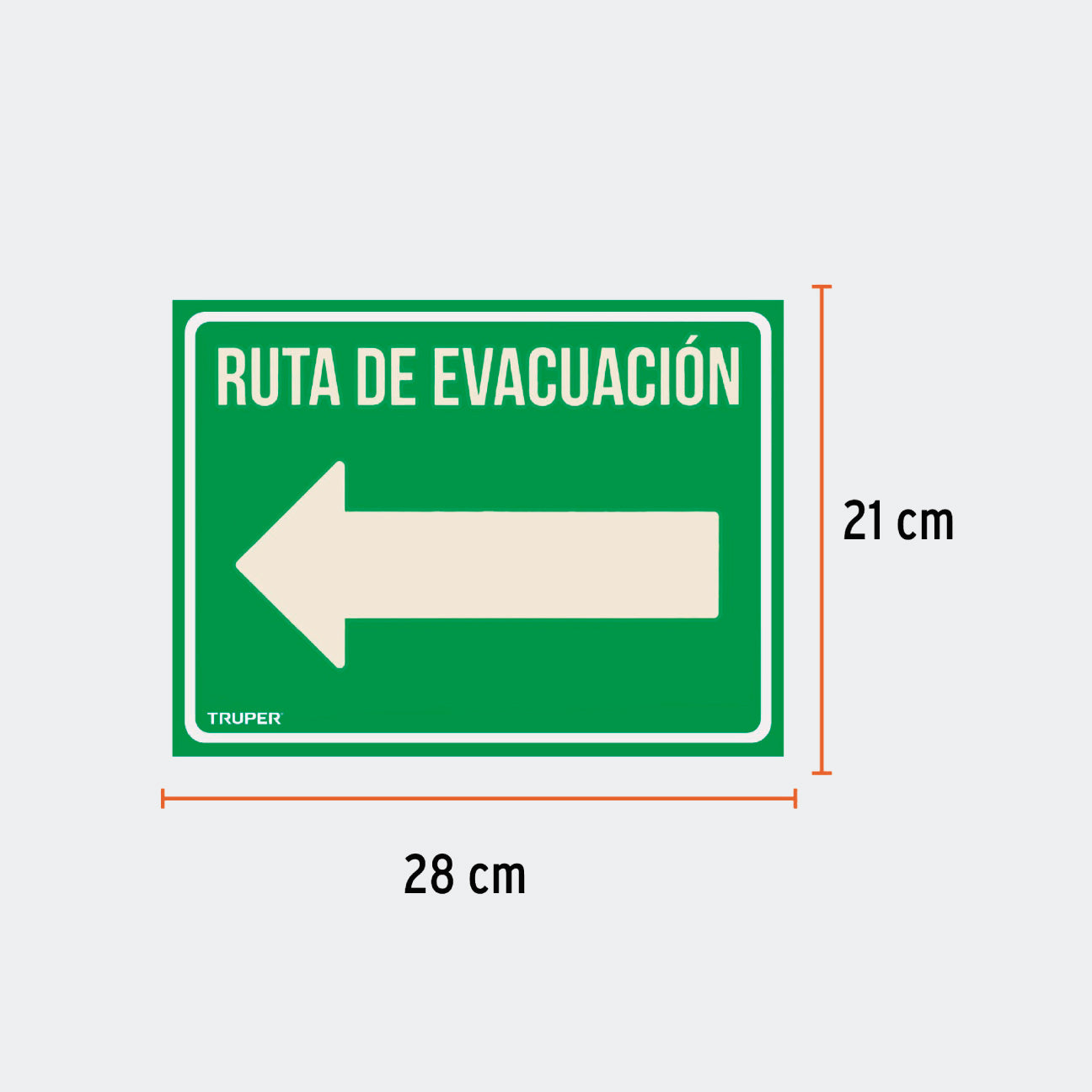 SEGURIDAD TRUPER 18369 LETRERO DE SEÑALIZACION "RUTA EVACUACIÓN IZQUIERDA"  21 X 28 CM