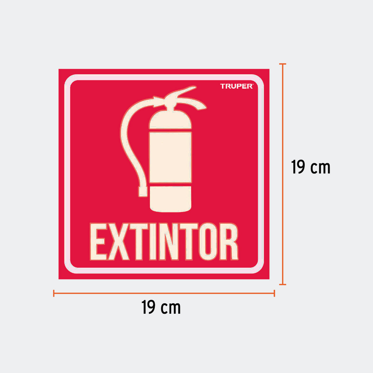 SEGURIDAD TRUPER 18434 LETRERO DE SEÑALIZACION "EXTINTOR" 19 X 19 CM