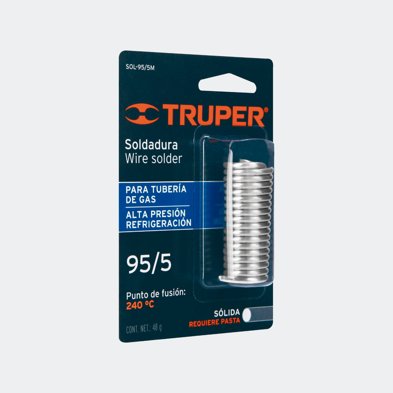 SOLDADURA TRUPER 13289 MINI SOLDADURA SÓLIDA 95/5 PARA TUBERÍA DE GAS, 48 G